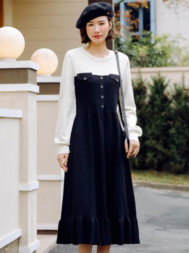 Soft Slim Knitted Sweater Dress_Black - LANGSON - Modalova