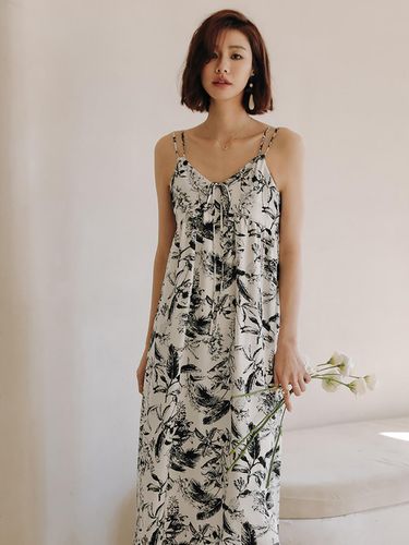 Retro Ink Painting Sleeveless Dress - LANGSON - Modalova