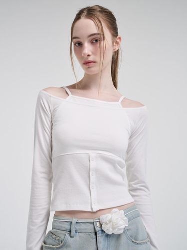 Layered Button T-Shirt, White - ETMON - Modalova