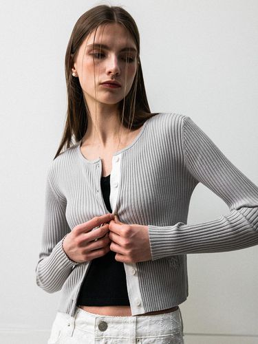 GNRL Ribbed Cardigan Grey - GENERAL IDEA - Modalova