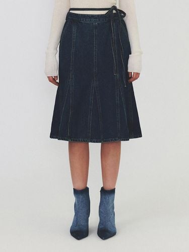 Gored Denim Midi Skirt - Blue - DIAGONAL - Modalova