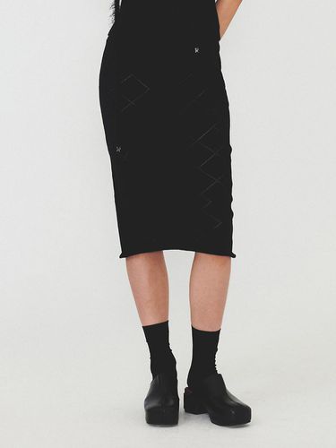 Argyle Pattern Knit Skirt - Black - DIAGONAL - Modalova