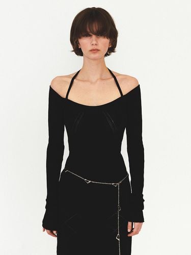 Off Shoulder Strap Knit - Black - DIAGONAL - Modalova