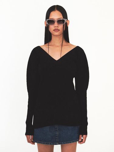 V Neck Silhouette Cardigan - Black - DIAGONAL - Modalova