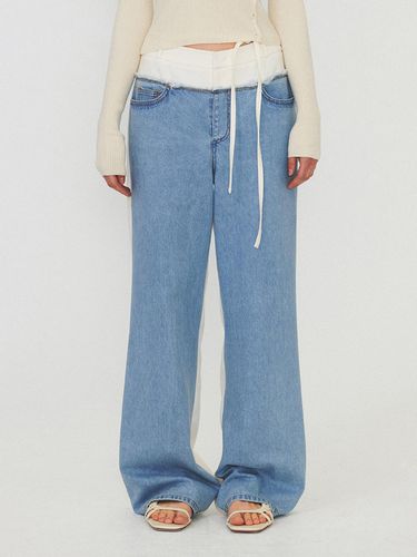 Denim Mixed Trousers - Blue - DIAGONAL - Modalova