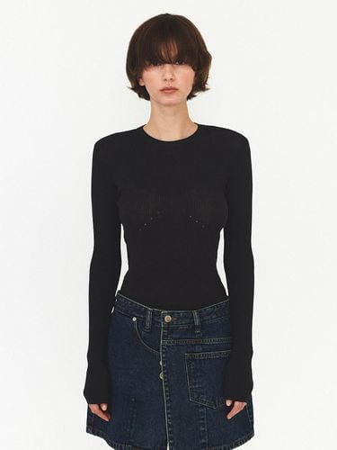 See-Through Ribbed Knit - Dark Grey - DIAGONAL - Modalova