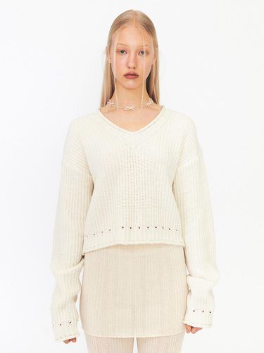 Cotton V Neck Knit - DIAGONAL - Modalova