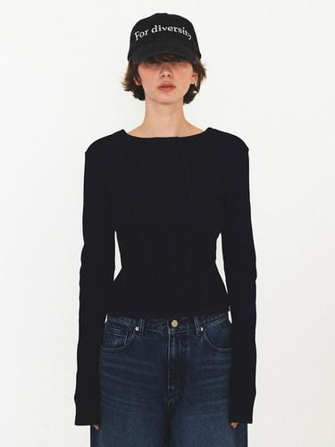 Cutting Ribbed Tee - Dark Blue - DIAGONAL - Modalova