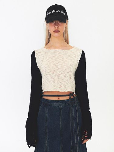 Color Block Crop Knit - Mix1 - DIAGONAL - Modalova