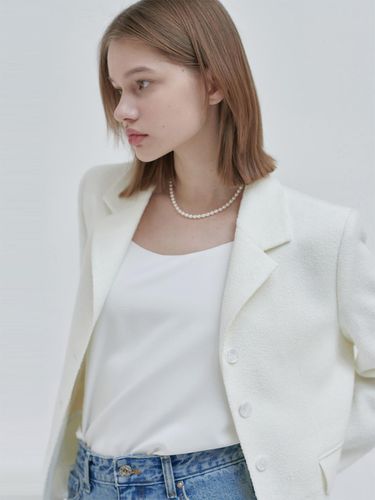 Tweed Single Crop Jacket (White) - NILBY P - Modalova