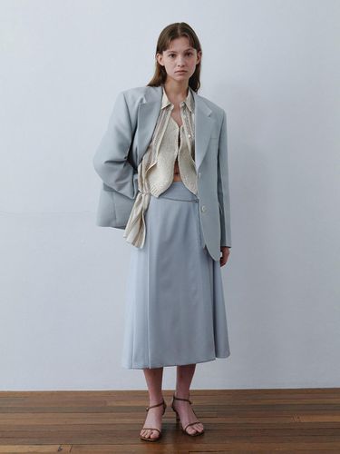 Pleats Wool Skirt_Sky Blue - Authenti - Modalova