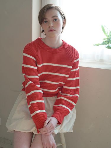 Stripe Raglan Knit Pullover - VOCAVACA - Modalova