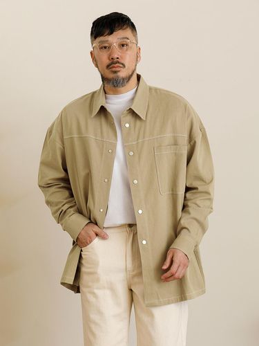 Stitch Embroidery Cotton Shirt Jacket_Beige - RUGGED HOUSE - Modalova