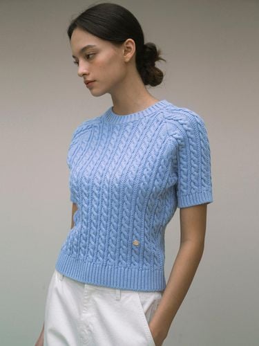 Cable Raglan Short-Sleeved knit_Sky Blue - Siyazu - Modalova