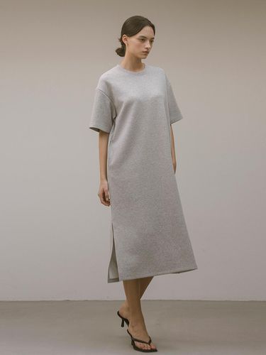 Relaxed Short-Sleeved Dress_Melange Gray - Siyazu - Modalova