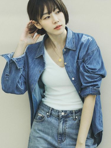 Overfit Denim Shirts_Medium Blue - Siyazu - Modalova