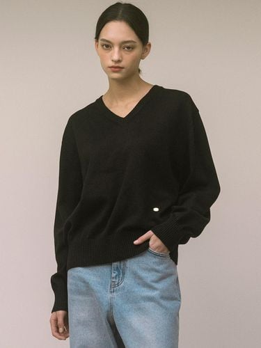 Loose Fit BCI Cotton V Neck Knit_Black - Siyazu - Modalova