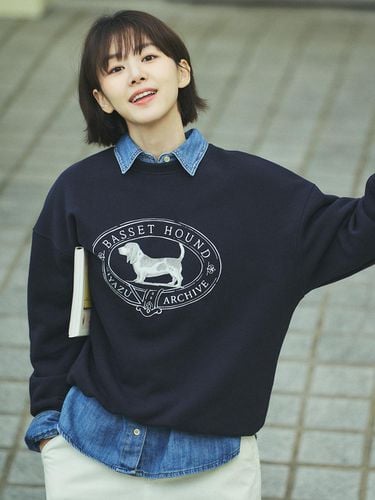 Loose Fit Artwork Sweatshirt_Dark Navy - Siyazu - Modalova