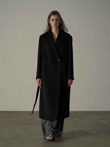 Cashmere Belted Coat (Black) - FACADE PATTERN - Modalova