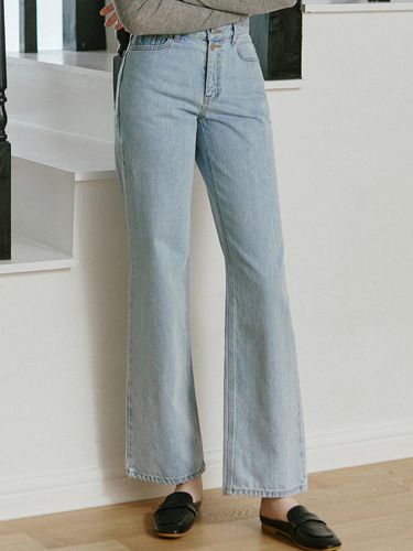 Button Detail Straight Jean (Light Blue) - NONLOCAL - Modalova