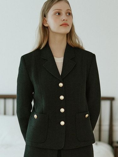 Anna Tweed Goldish Jacket (Black) - NONLOCAL - Modalova