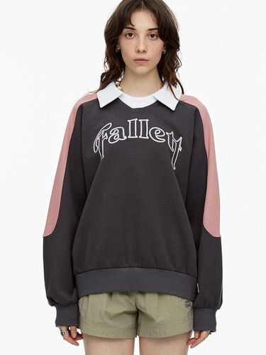 Sports Collared Sweatshirt Charcoal - FALLETT - Modalova