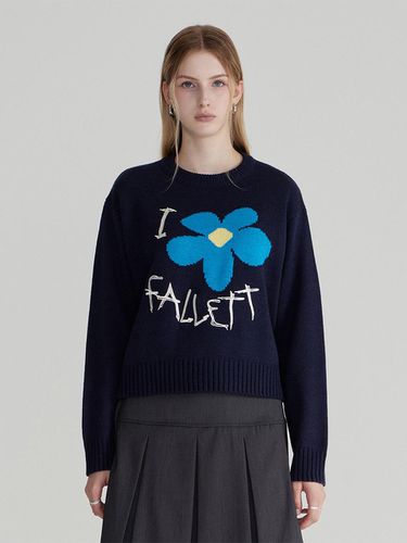 Drawing Flower Knit Navy - FALLETT - Modalova