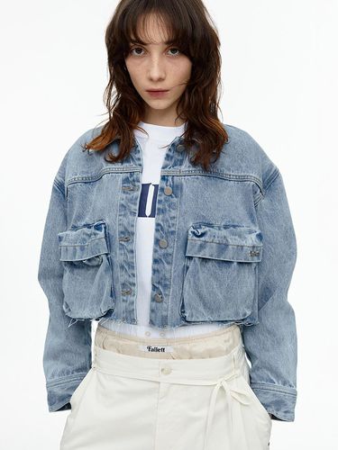 Distressed Denim Jacket Blue - FALLETT - Modalova