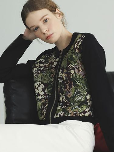 ANGELICA] Flower jacquard knit cardigan_forest - CHARMEUSE - Modalova