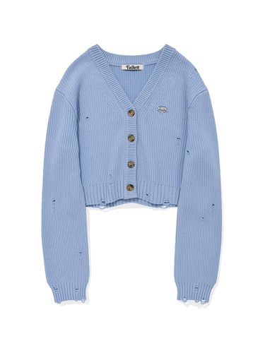 Damaged Knit Cardigan Blue - FALLETT - Modalova