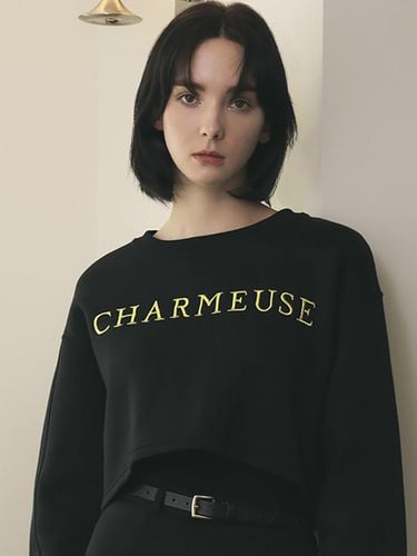 SIENA] Embroidery crop sweatshirts_black - CHARMEUSE - Modalova