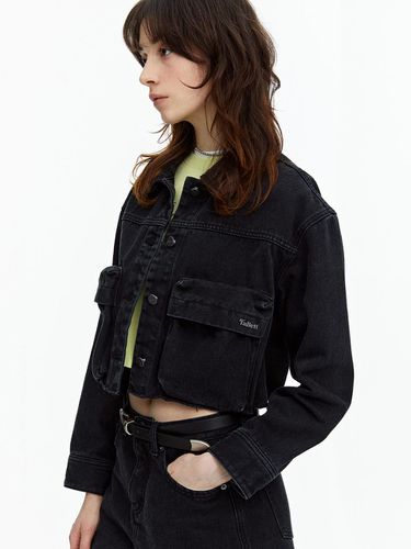 Distressed Denim Jacket Black - FALLETT - Modalova