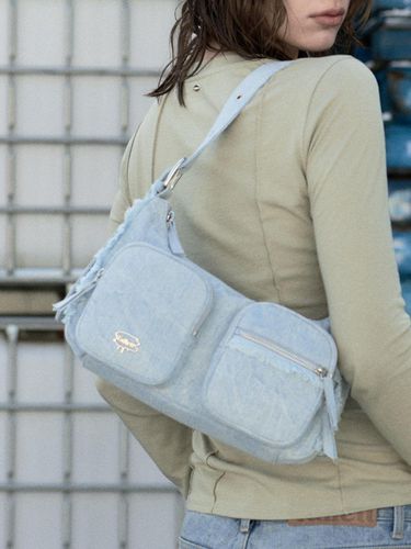 Asymmetric Bag Denim Light Blue - FALLETT - Modalova