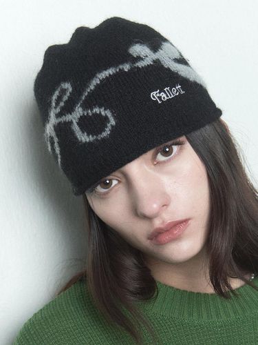 Ribbon Beanie Black - FALLETT - Modalova