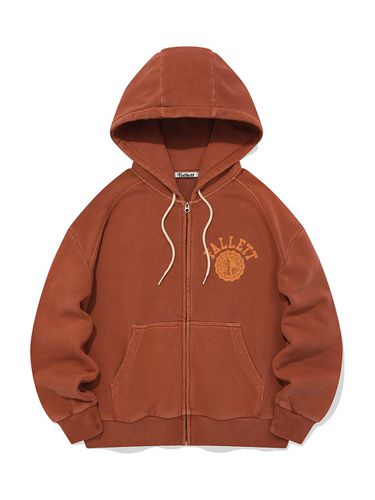 Emblem Pigment Hoodie Zip Up Brick - FALLETT - Modalova