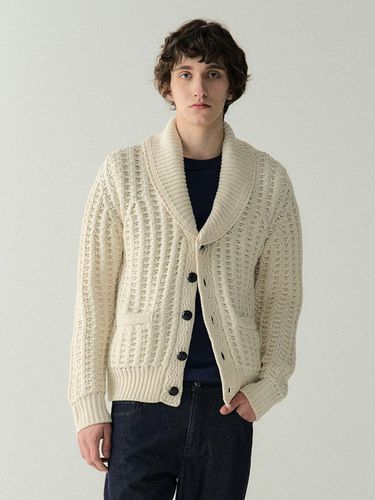 Wool-Blend Shawl Collar Cardigan - EZIO - Modalova