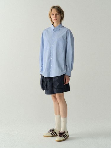 Oversized Stripe Shirt Sky Blue - EZIO - Modalova