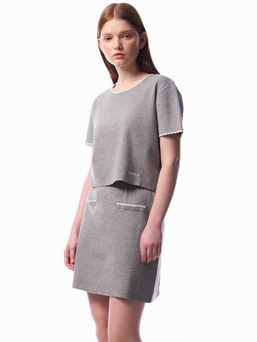 Frilled T-shirt - Gray - BASIKA - Modalova