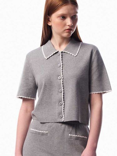 Frilled Short Sleeve Cardigan - BASIKA - Modalova