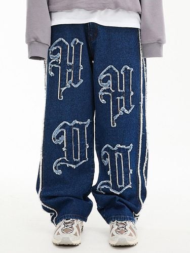 Wide-Leg HD Applique Denim Pants - HOODHOOD - Modalova