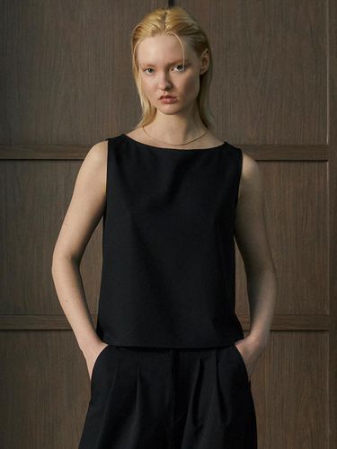 Wool Blended Sleeveless Blouse_Black - WEST GRAND BOULEVARD - Modalova