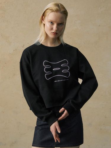 Sketch Oversized Cropped Sweatshirt_Black - WEST GRAND BOULEVARD - Modalova