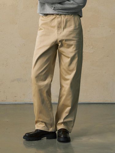 Leisure Semi Wide Slab Cotton Chino Pants_Beige - WEST GRAND BOULEVARD - Modalova