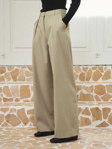 P3187 Single Pleated Wide Leg Slacks - vanone atelier - Modalova