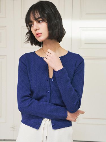 KN4245 Eyelet Cardigan - Blue - vanone atelier - Modalova