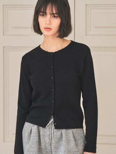 KN4245 Eyelet Cardigan - Black - vanone atelier - Modalova