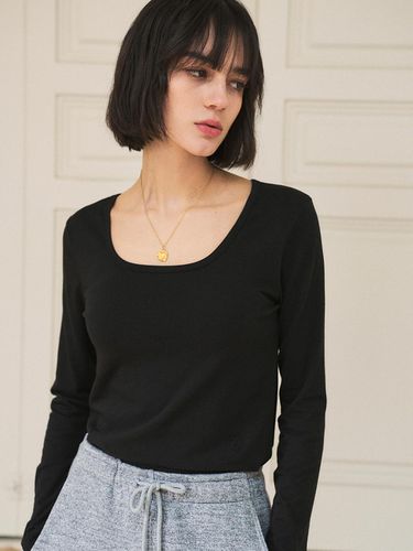 A3469 Square Neck Modal T-shirt - vanone atelier - Modalova