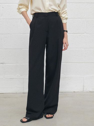 Basic One Tuck Wide Hidden Banding Slacks_Black - CITYBREEZE - Modalova