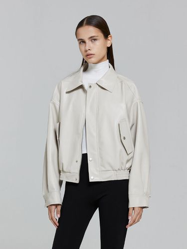 Vegan Leather Blouson - Cream - LADYVOLUME - Modalova