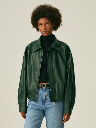 Vintage Leather Jacket - Green - LADYVOLUME - Modalova